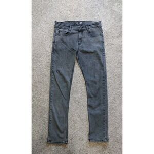 Mens Slim Fit Black Cloud Washed Jeans Denim Stretch Leg Trouser Pants 32W/30L